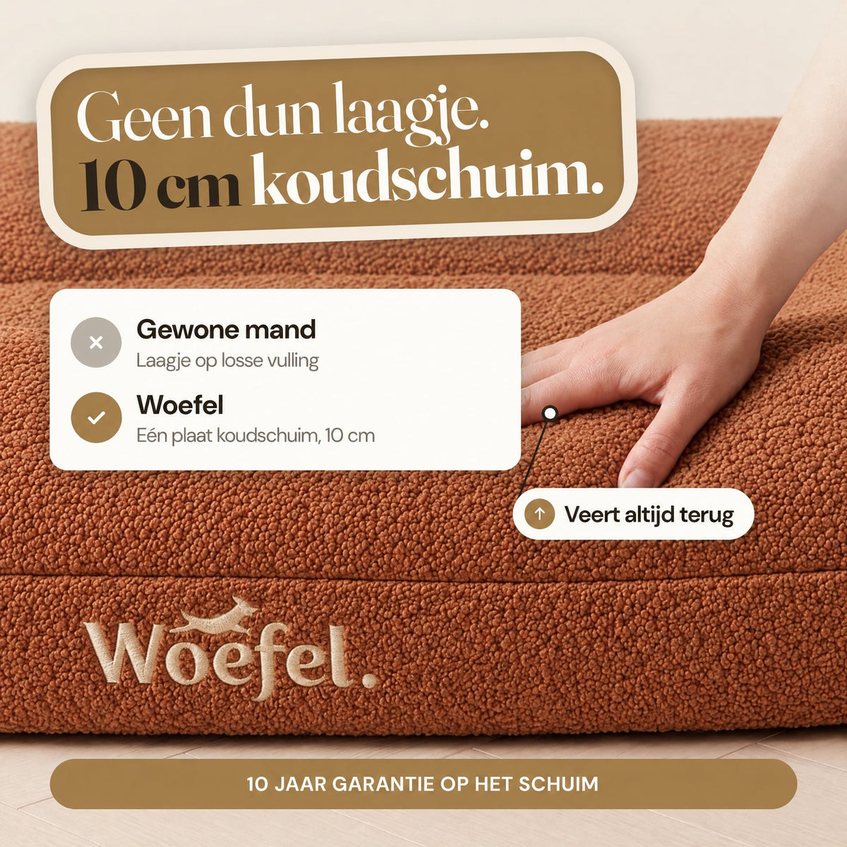 Woefel Orthopedische Hondenmand - Camel