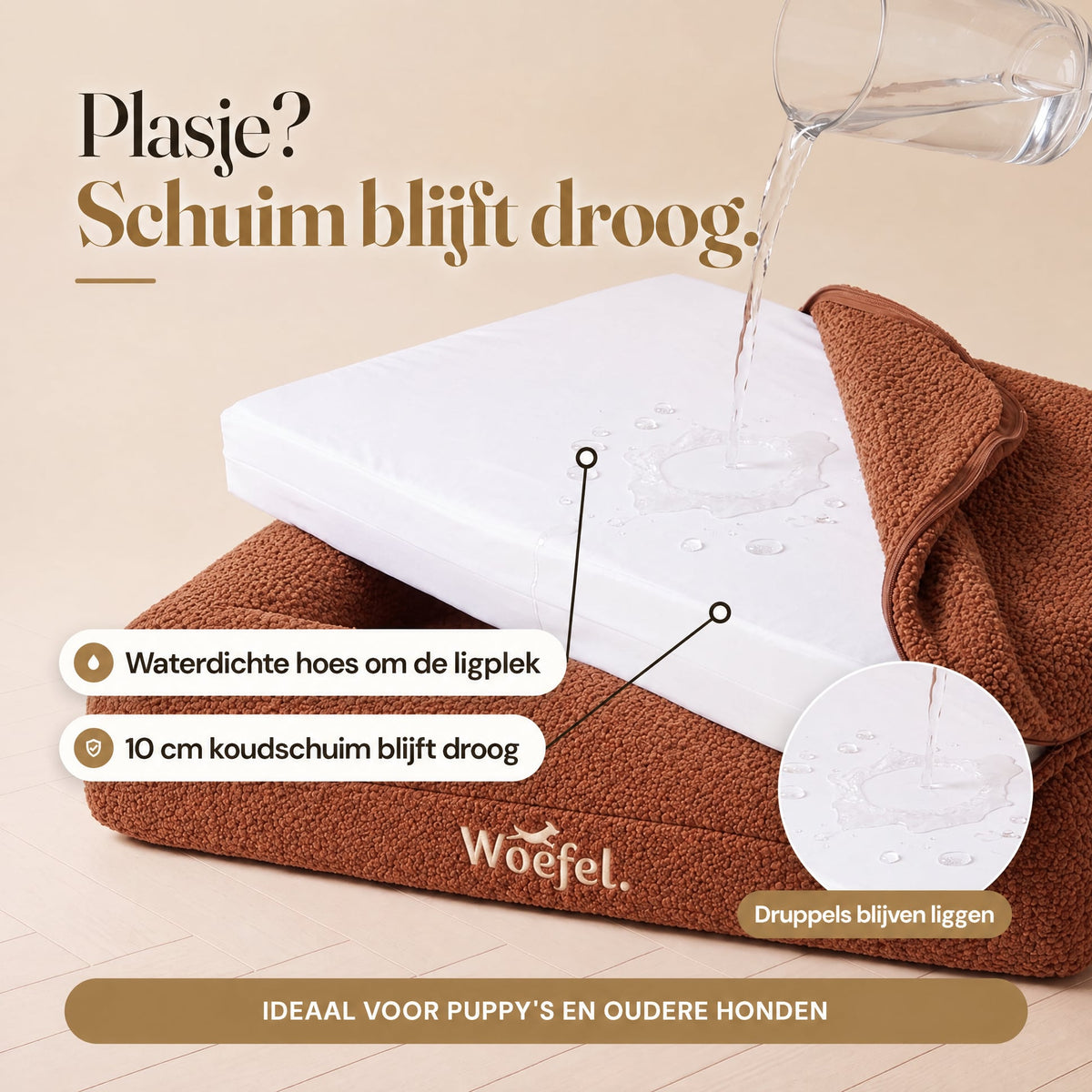Woefel Orthopedische Hondenmand - Camel