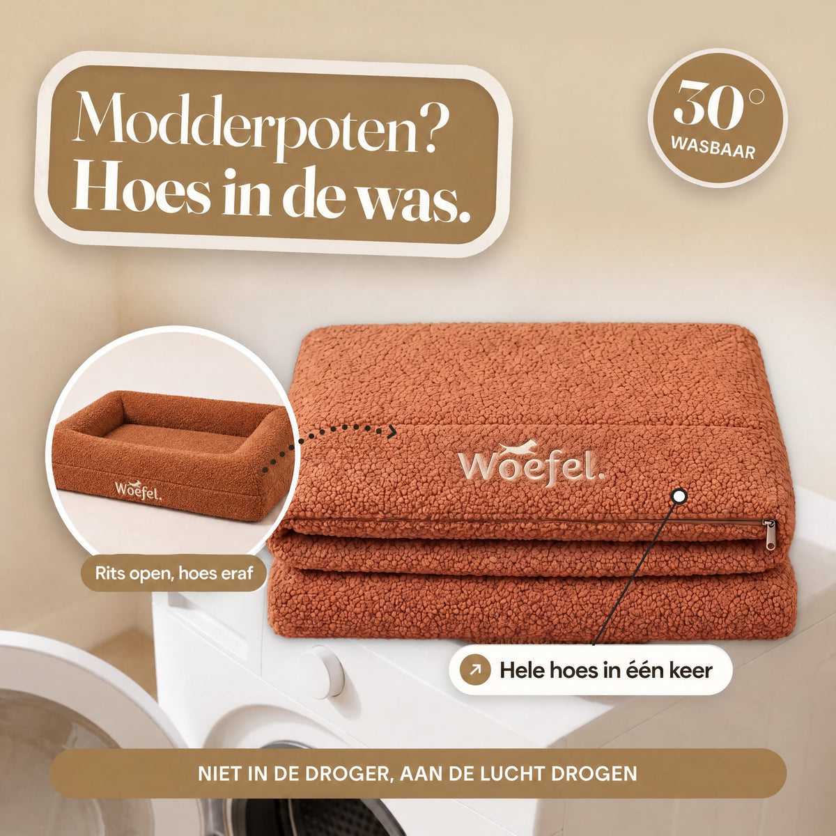 Woefel Orthopedische Hondenmand - Camel