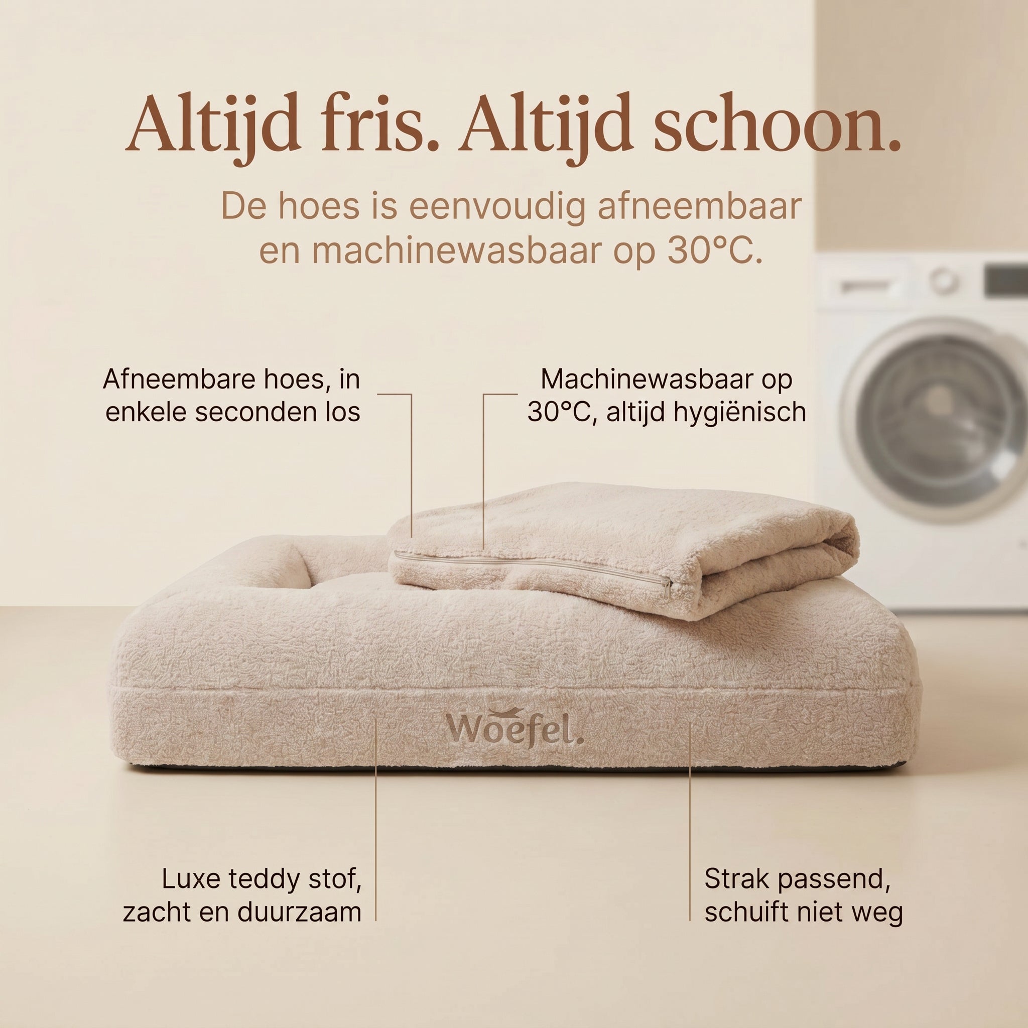Woefel Orthopedische Hondenmand - Beige
