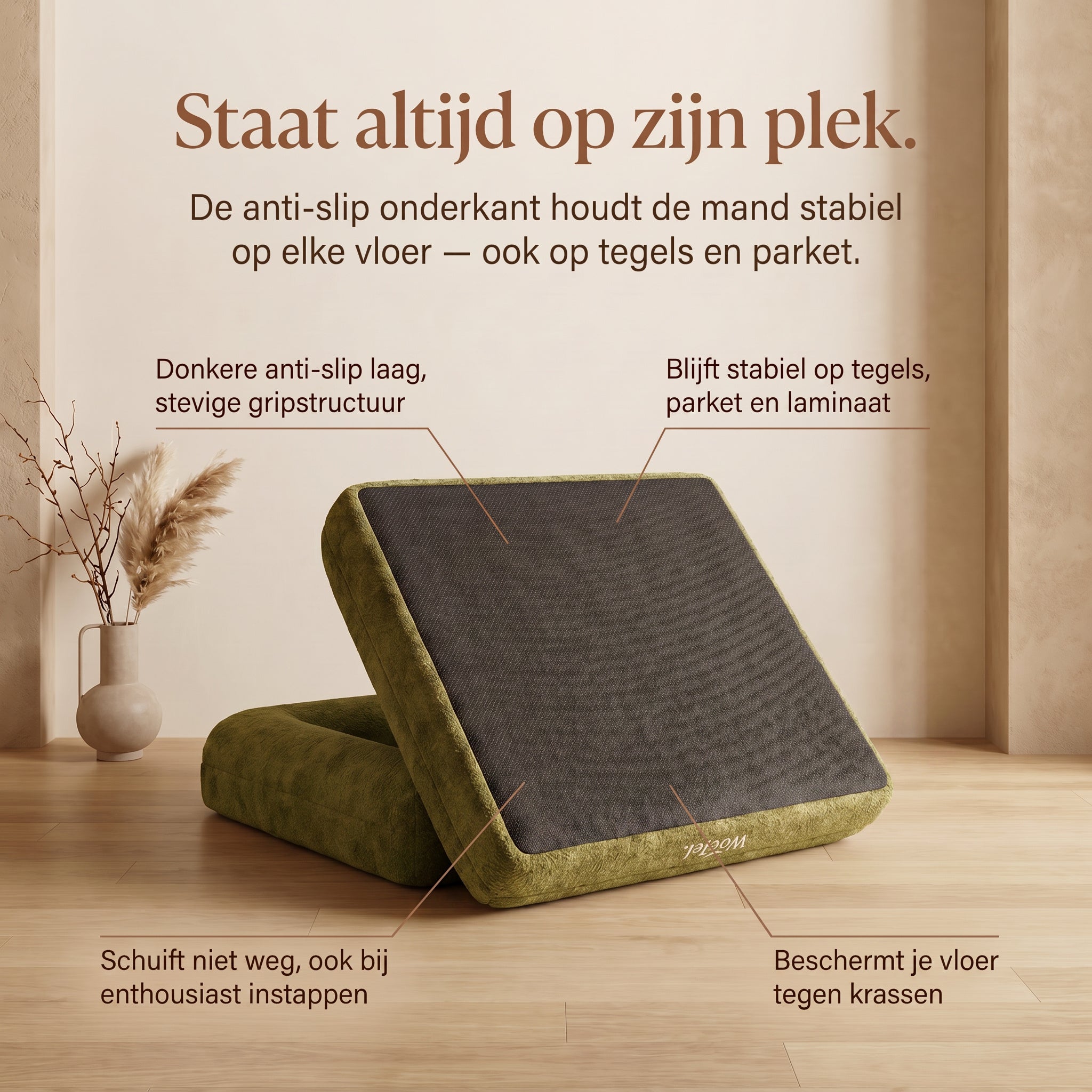 Woefel Orthopedische Hondenmand - Olijf Groen