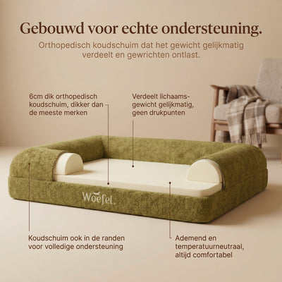 Woefel Orthopedische Hondenmand - Olijf Groen