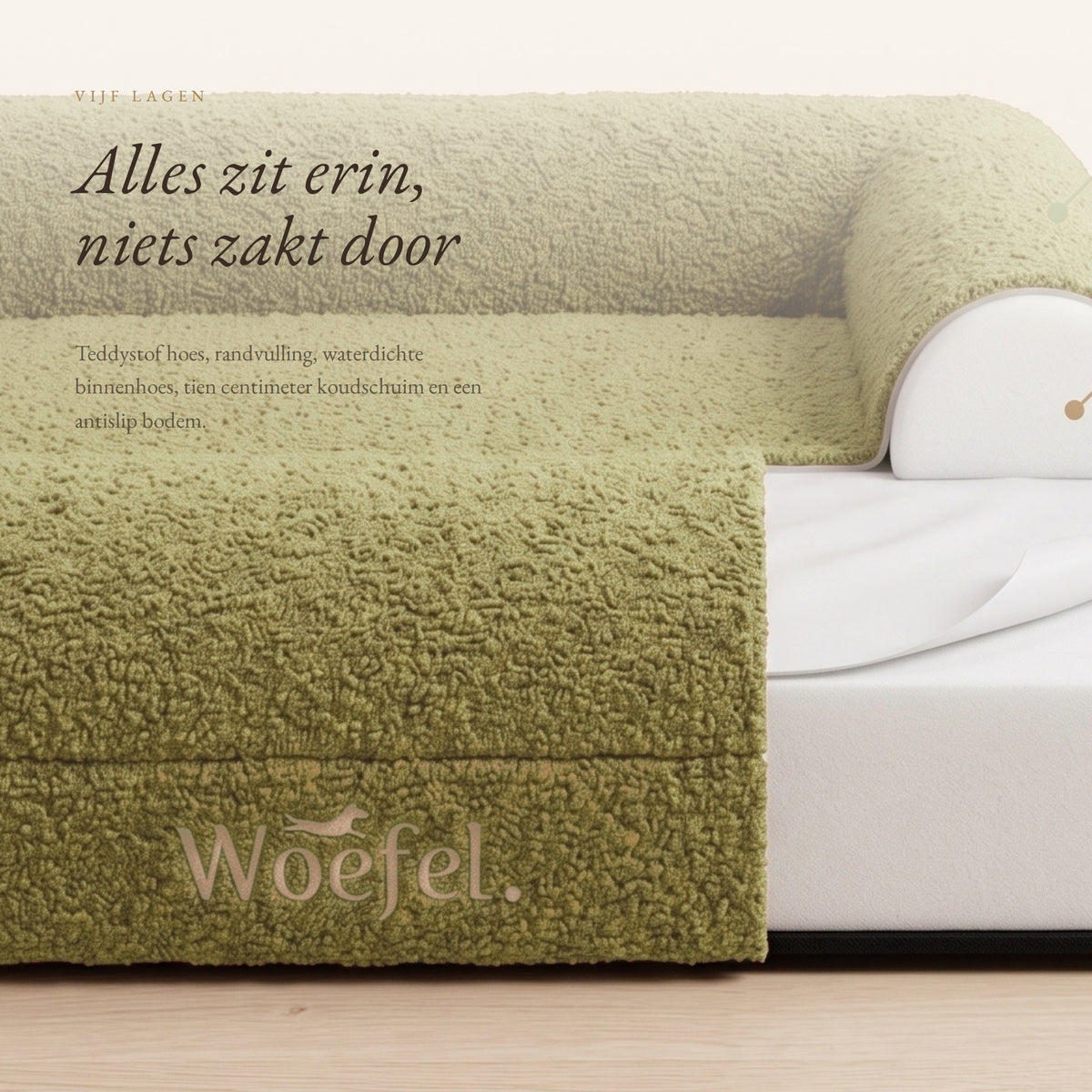 Woefel Orthopedische Hondenmand - Olijf Groen